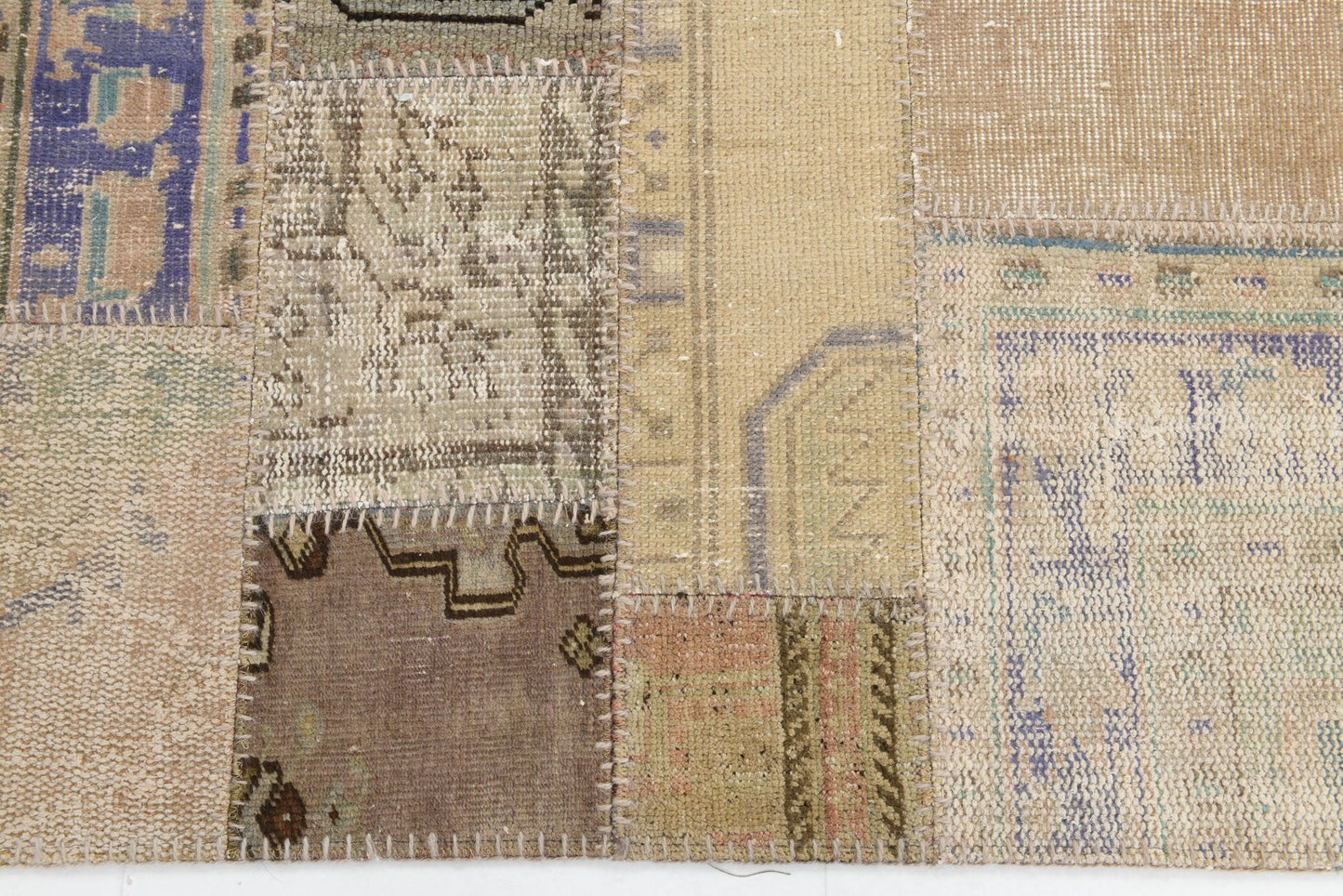4' x 5' Tan-Ivory Turkish Vintage Patchwork Rug  |  RugReform