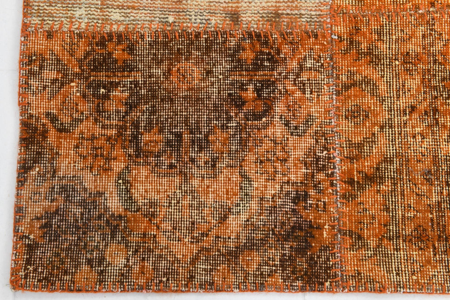 4' x 5' Orange Turkish Vintage Patchwork Rug  |  RugReform