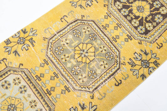 2' x 7' Yellow-Gold Turkish Vintage Runner Rug  |  RugReform