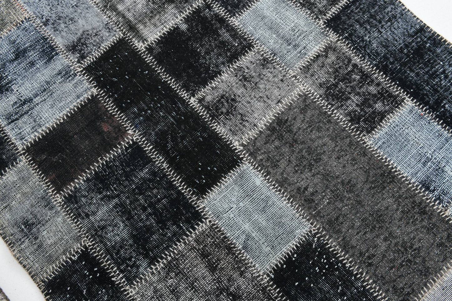 4' x 5' Black-Gray Turkish Vintage Patchwork Rug  |  RugReform