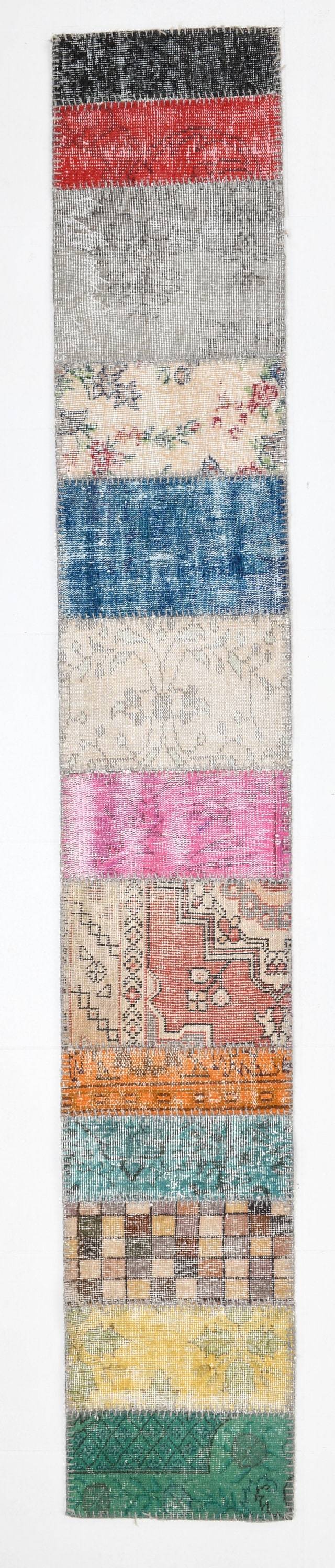 1' x 9' Multi Color Turkish Vintage Patchwork Rug  |  RugReform